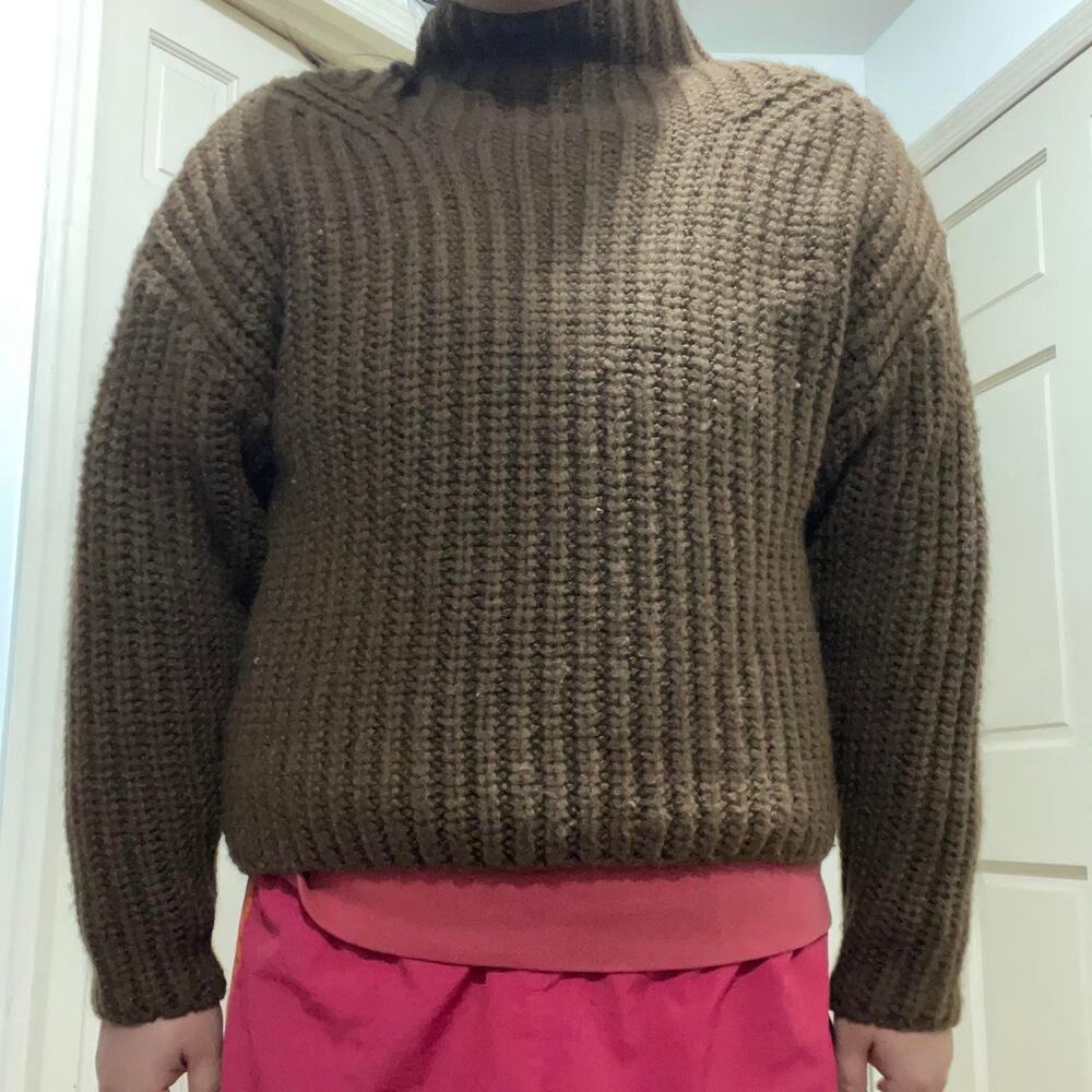 Brown turtleneck sweater with a